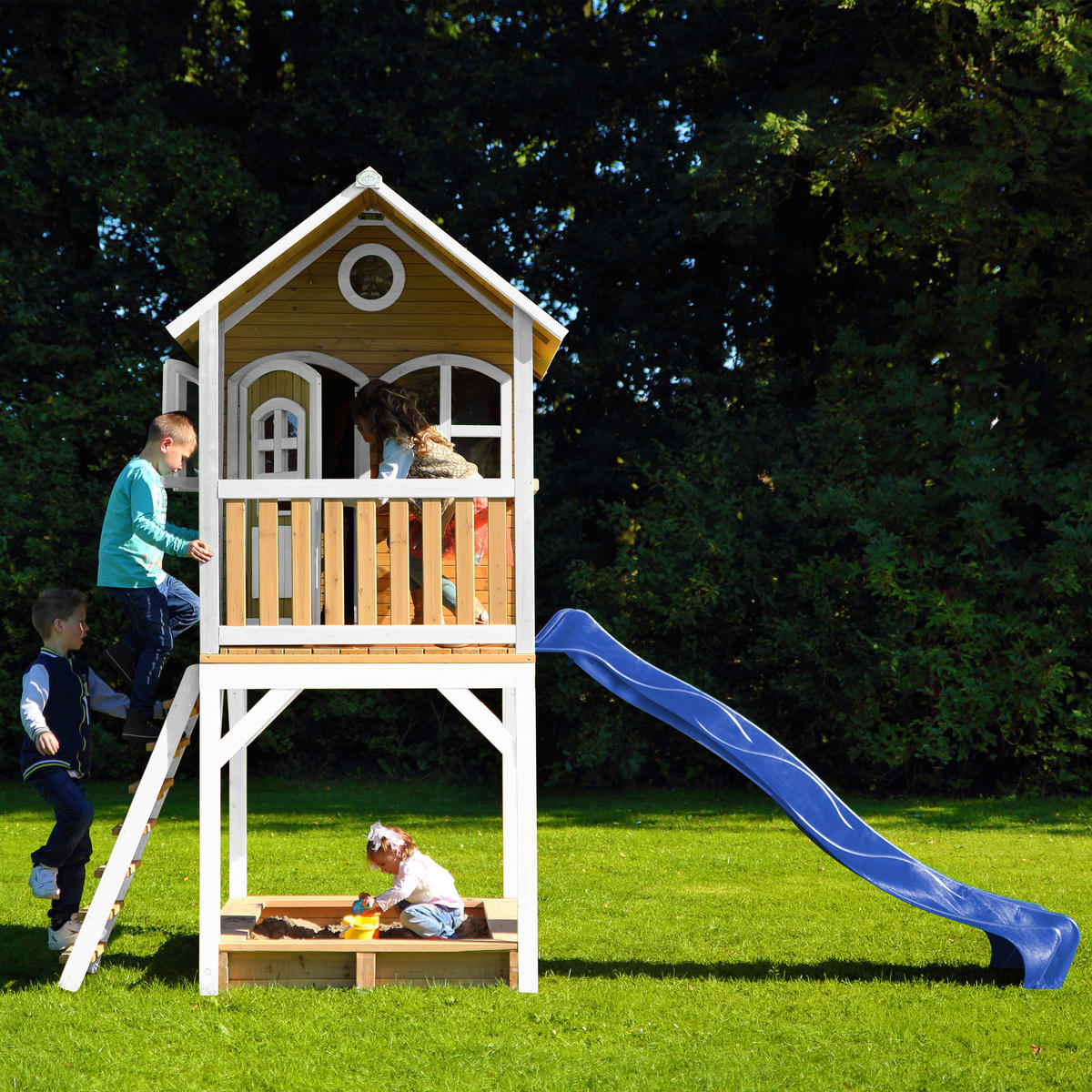 SPIELTURM 370/291/191 cm SPIELTURM SARAH  - Blau/Braun, KONVENTIONELL, Holz/Kunststoff (370/291/191cm) - Ambia Garden