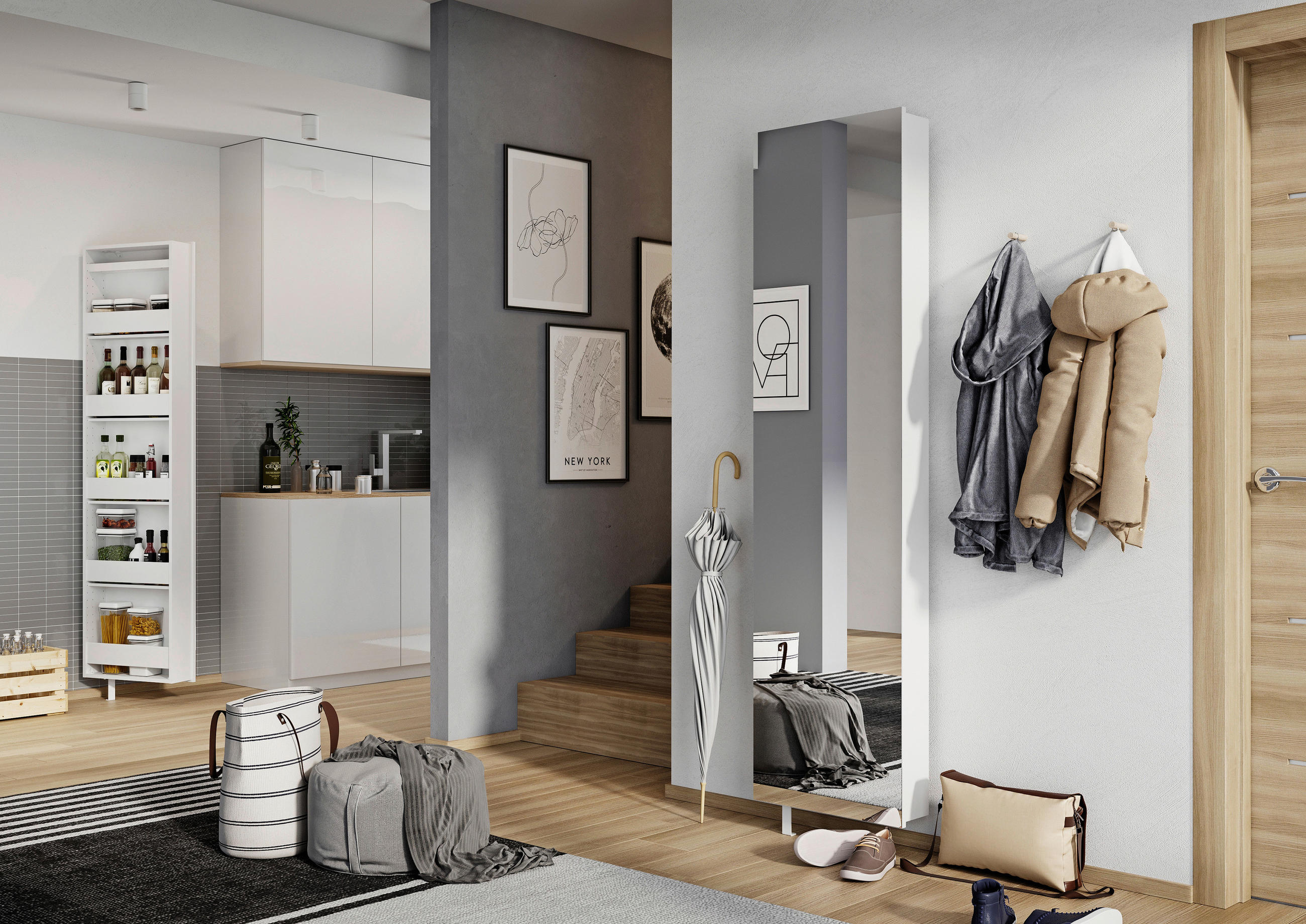 DULAP PENTRU PANTOFI 50/195/18 cm  - alb, Design, sticlă/lemn (50/195/18cm) - Xora