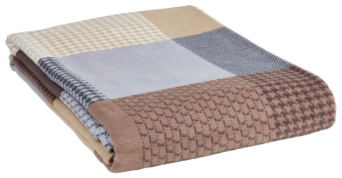 DEKORATIVNA ODEJA 140/200 cm rjava, siva, bež  - siva/bež, Basics, tekstil (140/200cm) - Bio:Vio