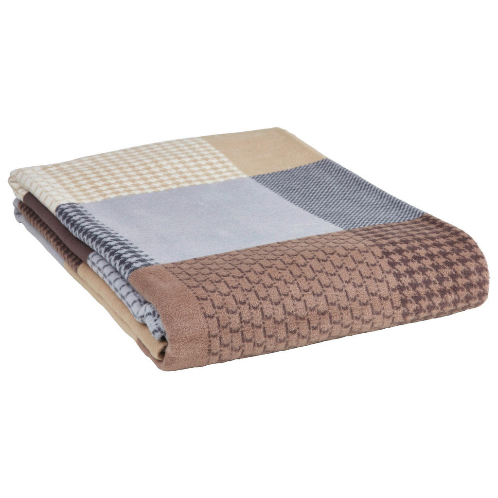 Thumbnail - Bio:Vio Wohndecke Cottona Natura, Braun, Grau, Beige, Textil, Karo, 140x200 cm, Made in Germany, Oeko-Tex® Standard 100,...