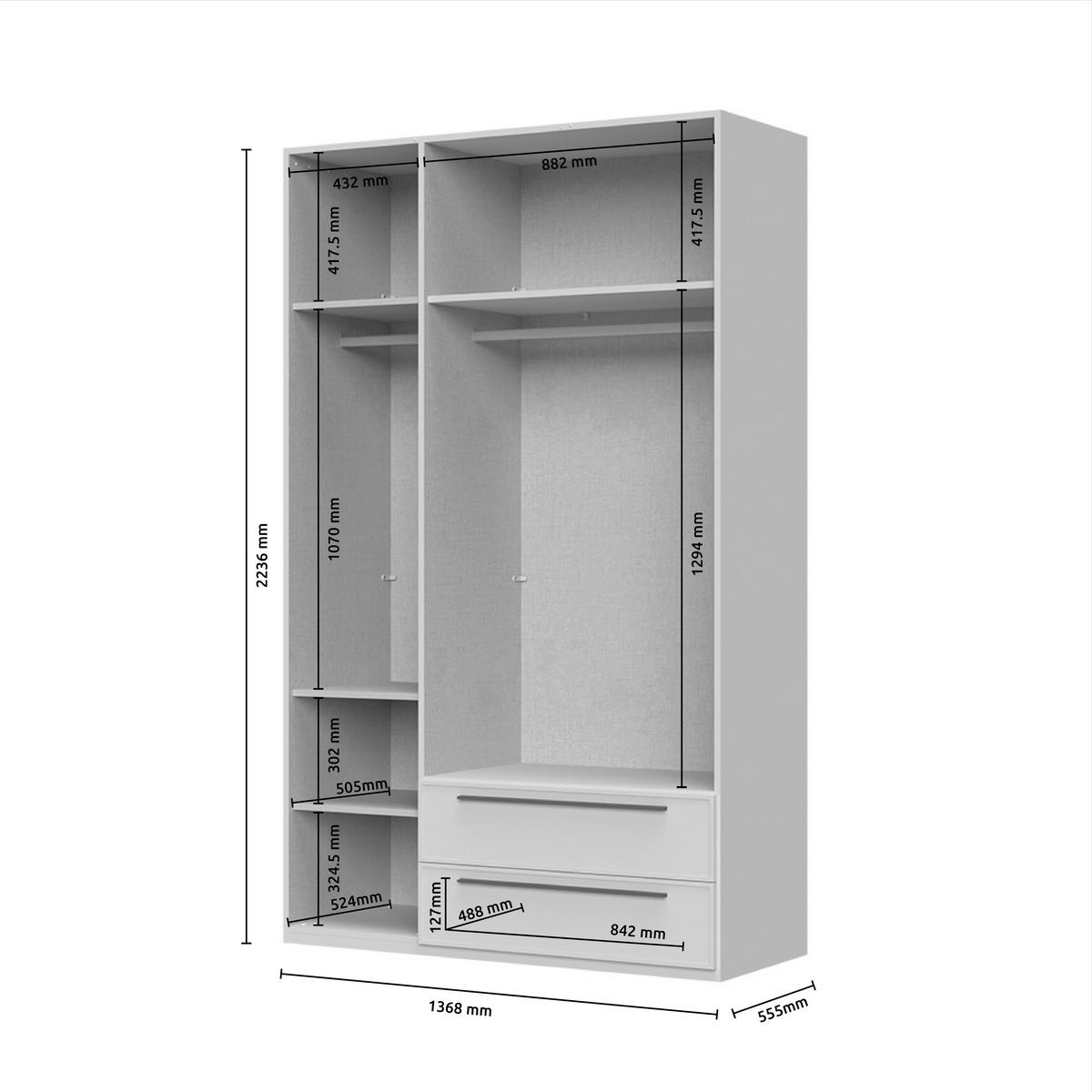 ORMAR SA KLASIČNIM VRATIMA  137/224/56 cm  - Dizajnerski, pločasti materijal/plastika (137/224/56cm)