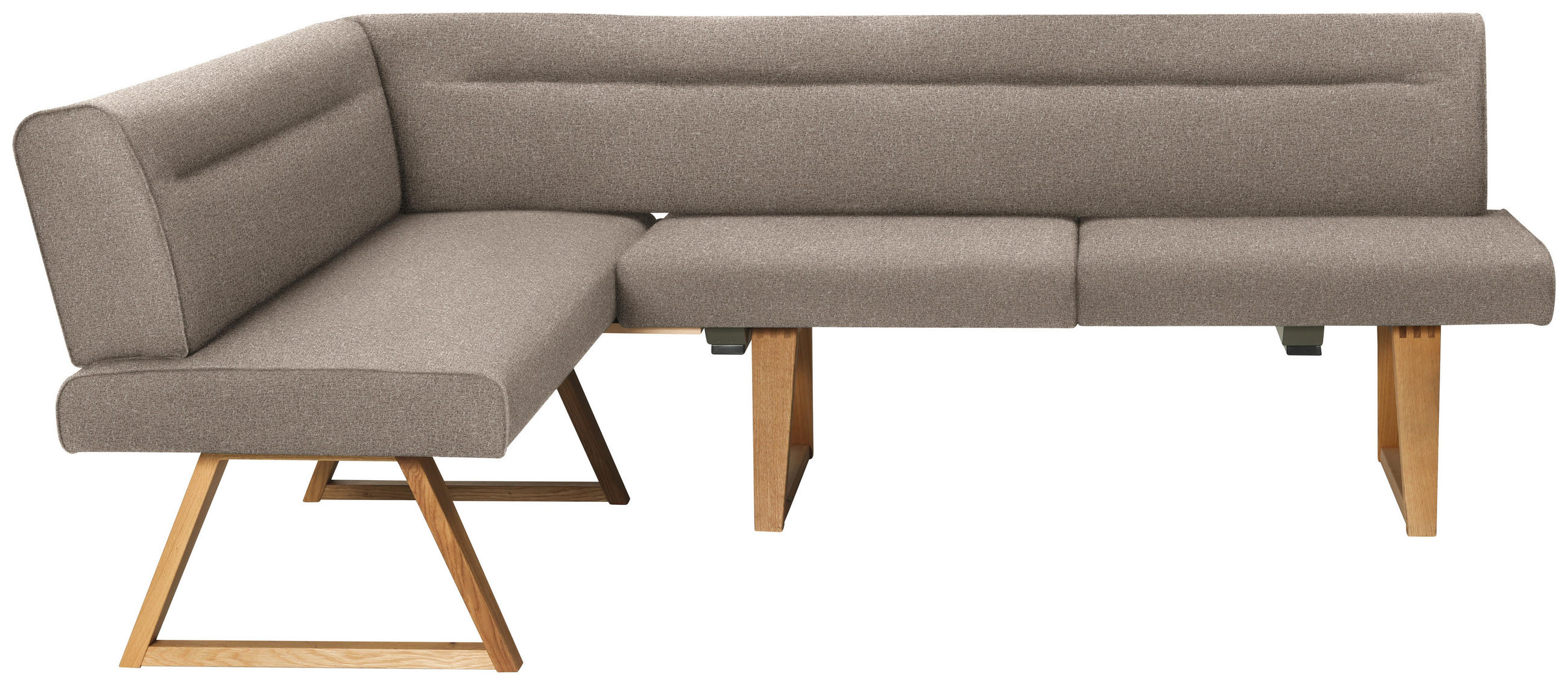 ECKBANK 170/230 cm Samt Eichefarben, Hellbraun Wildeiche massiv   - Hellbraun/Eichefarben, KONVENTIONELL, Holz/Textil (170/230cm) - Moderano