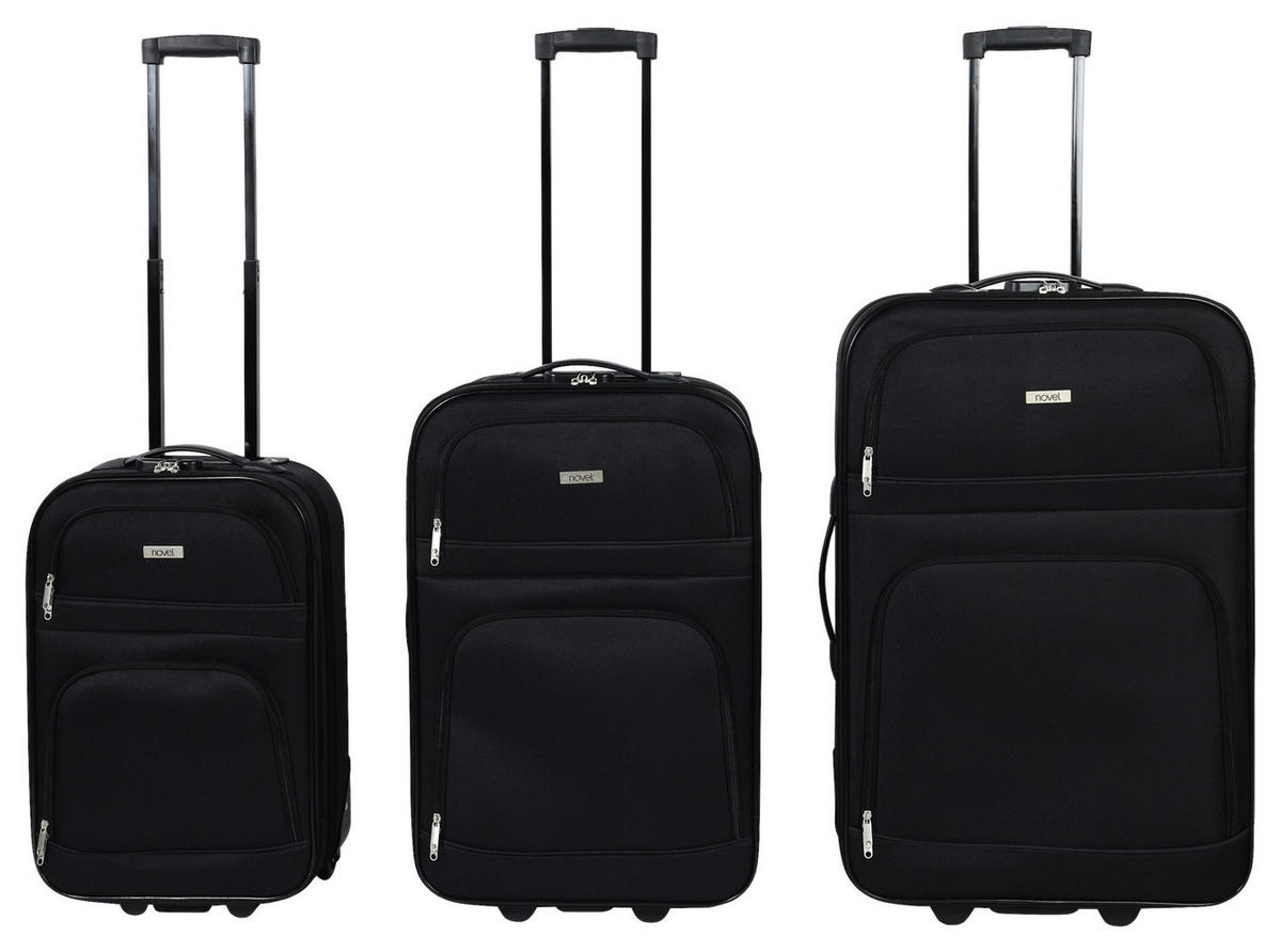 REISEKOFFERSET Schwarz 3-teilig  - Schwarz, Kunststoff/Textil - Novel