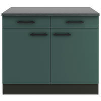 KÜCHENUNTERSCHRANK 100/84,8/60 cm  in Anthrazit, Dunkelgrün  - Dunkelgrün/Anthrazit, Basics, Holzwerkstoff/Metall (100/84,8/60cm) - Optifit