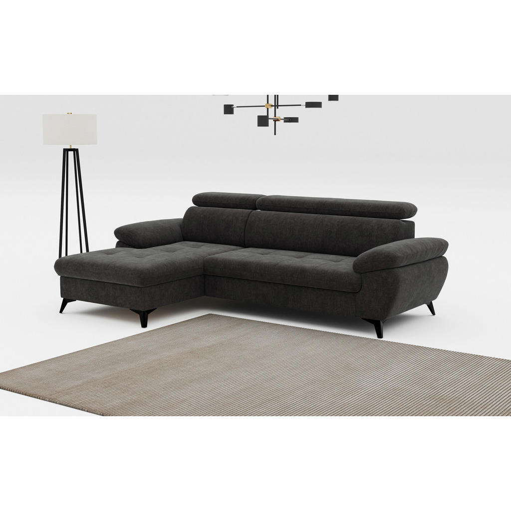 Thumbnail - Mid.you Ecksofa, Dunkelgrau, Textil, 3-Sitzer, Ottomane links, L-Form, 261x166 cm, Stoffauswahl, Rücken echt, Wohnzimmer...