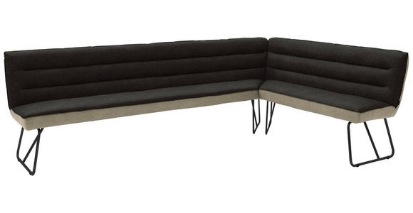 ECKBANK 264/174 cm  in Anthrazit, Schwarz, Greige  - Greige/Anthrazit, Design, Textil/Metall (264/174cm) - Dieter Knoll