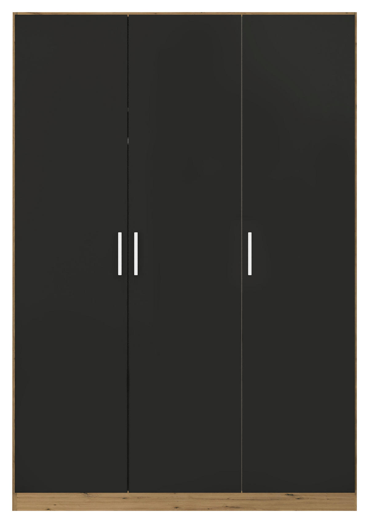 DREHTÜRENSCHRANK 136/197/54 cm 3-türig Eiche Artisan, Grau  - Chromfarben/Eiche Artisan, MODERN, Holzwerkstoff/Kunststoff (136/197/54cm) - Rauch Möbel