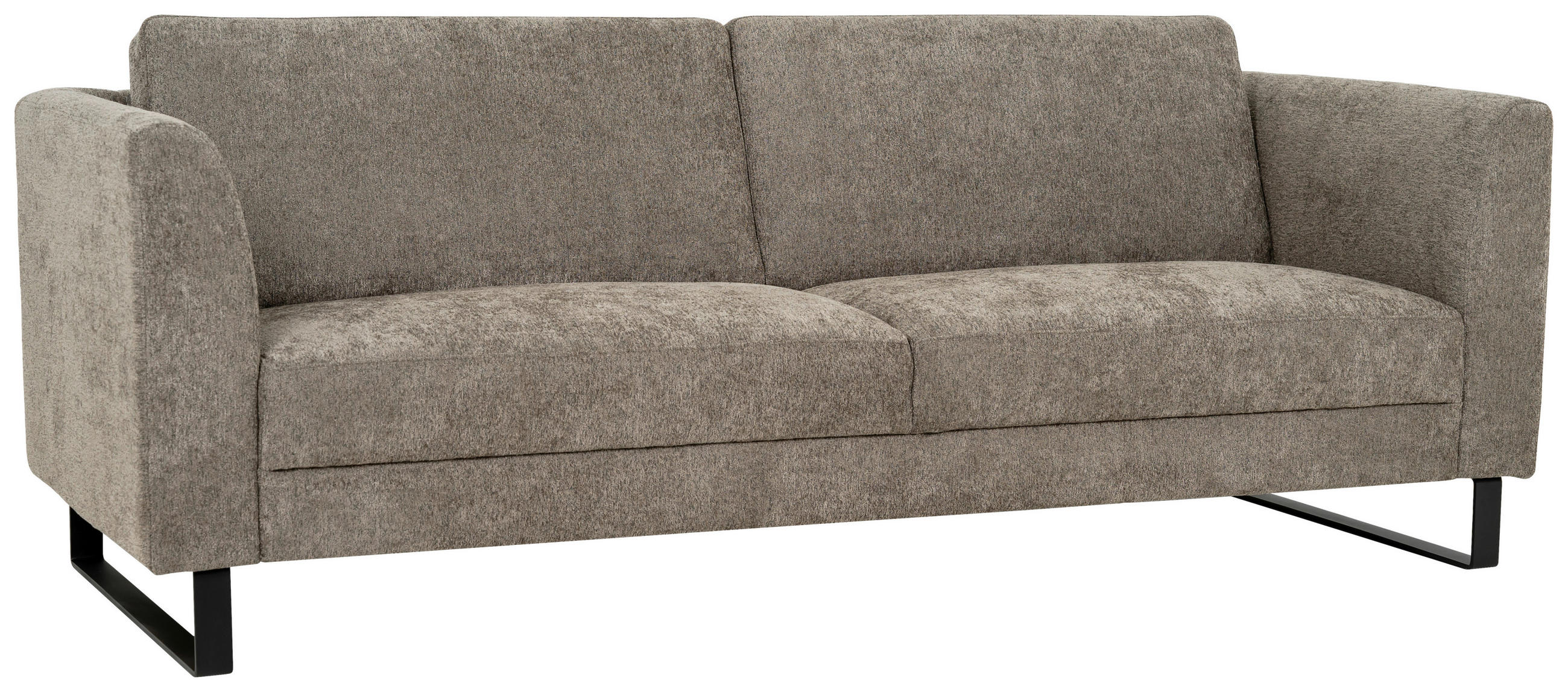 3-SITS SOFFA i chenille beige  - beige/svart, Modern, metall/trä (217/88/88cm) - Hom`in