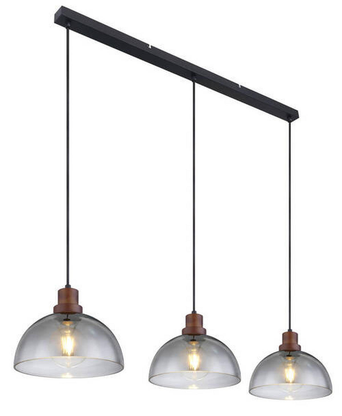 HÄNGELEUCHTE 109/25/120 cm    - Schwarz/Braun, Design, Glas/Holz (109/25/120cm) - Globo