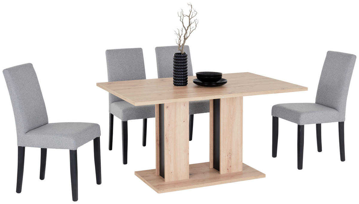 ESSTISCH rechteckig Eiche Artisan  - Schwarz/Eiche Artisan, KONVENTIONELL, Holzwerkstoff (138/74/90cm) - home24