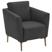 SESSEL in Echtleder Anthrazit  - Eichefarben/Anthrazit, Natur, Leder/Holz (75/84/76cm) - Valnatura