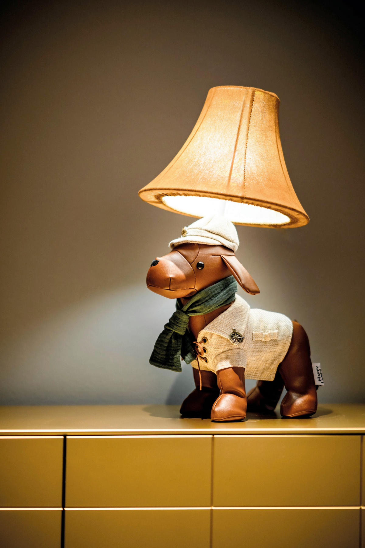 LED-KINDERTISCHLEUCHTE Spike der Jagdhund 26/27/48 cm   - Hellbraun/Weiß, LIFESTYLE, Textil/Metall (26/27/48cm) - Happy Lamps