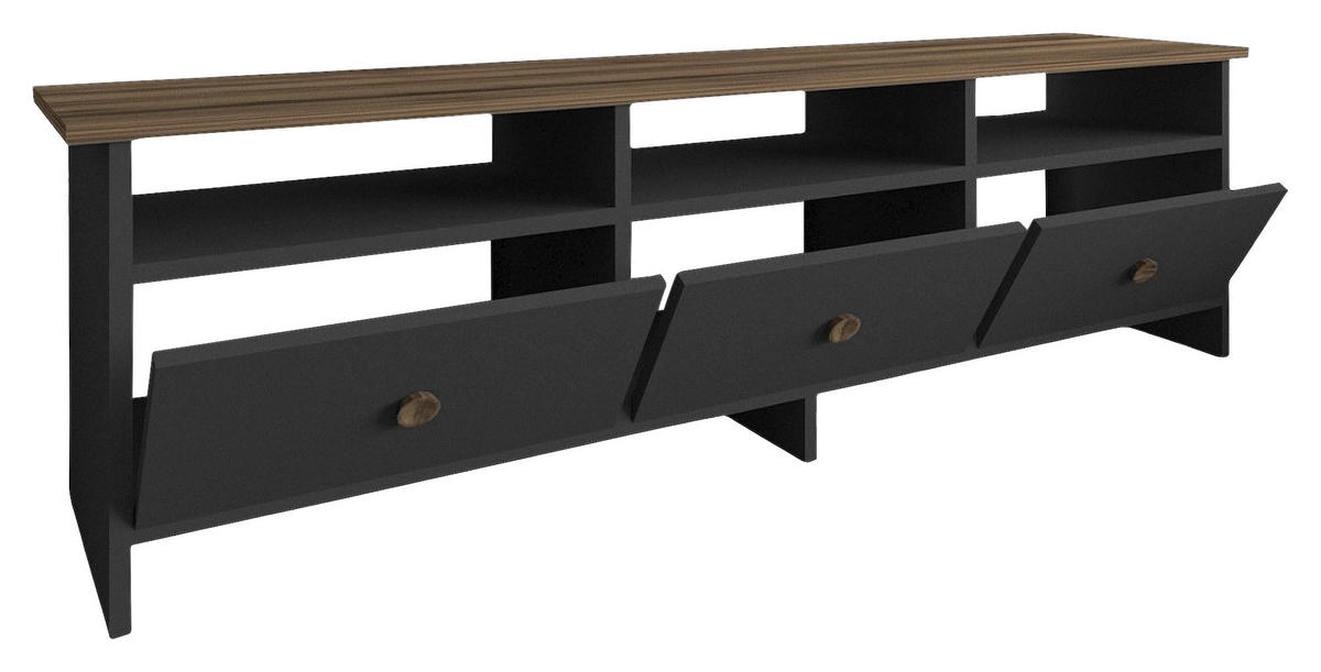 LOWBOARD Oslo TV-Ständer  in 150/47/36 cm  - Anthrazit/Nussbaumfarben, Design, Holzwerkstoff (150/47/36cm) - Livetastic