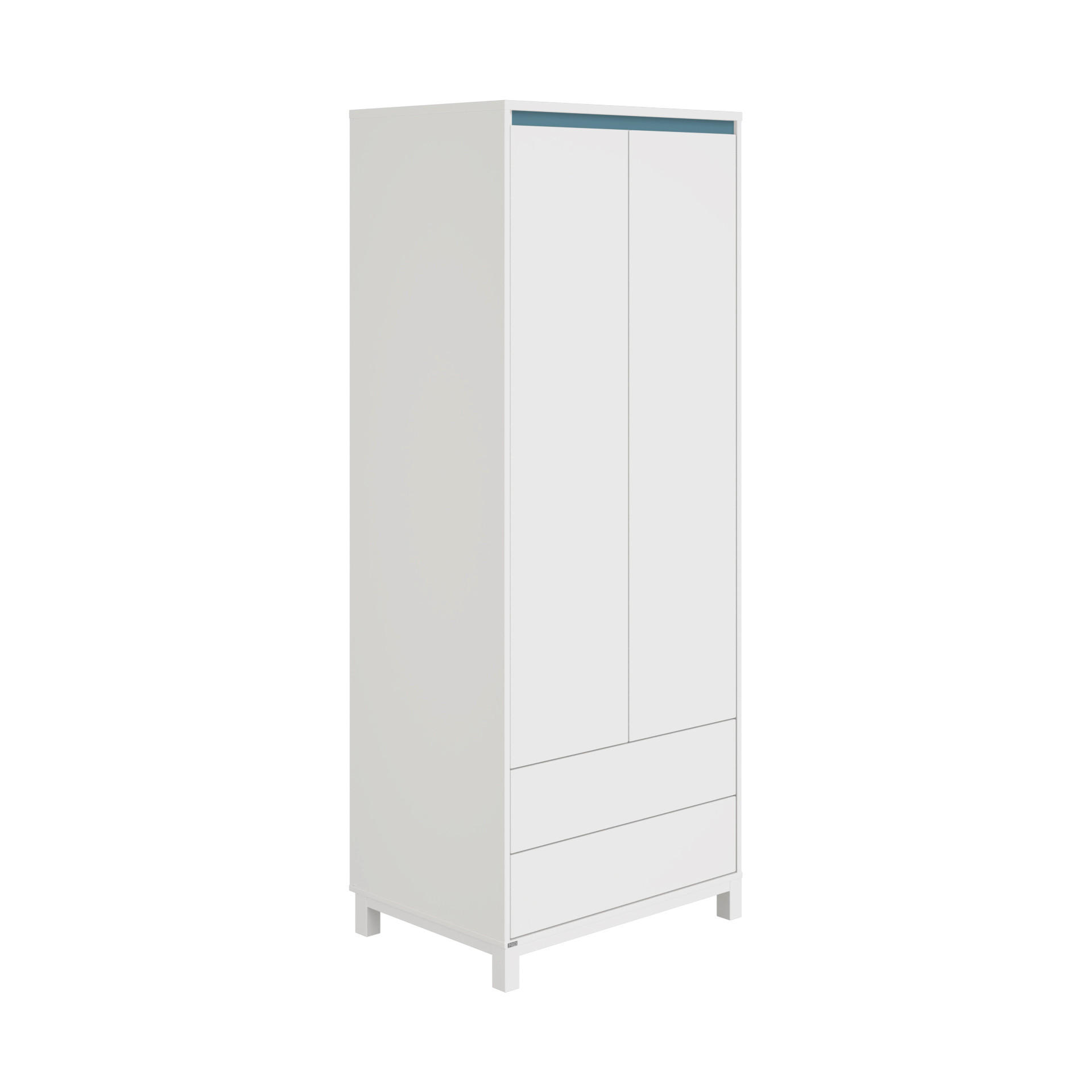 BABYKLEIDERSCHRANK Olli Blau, Weiß - Blau/Weiß, Basics, Holzwerkstoff (83,0/204,0/56,1cm) - Paidi