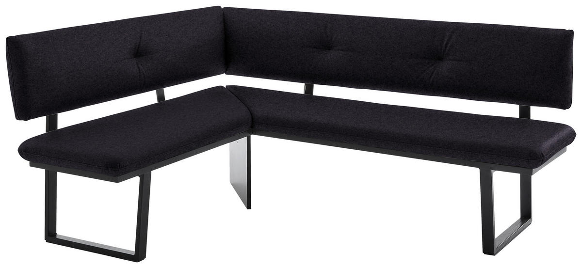 ECKBANK 150/190 cm  in Anthrazit, Schwarz  - Anthrazit/Schwarz, MODERN, Textil/Metall (150/190cm) - Cantus