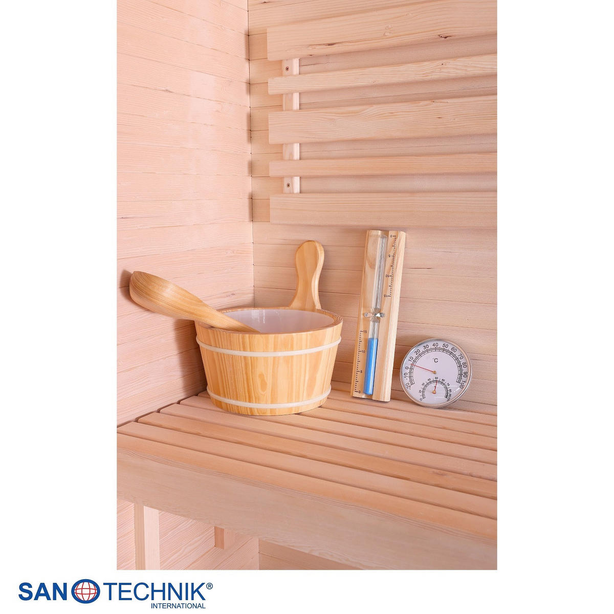 SAUNA für 2 Personen  - Naturfarben, Basics, Glas/Holz (130/120/200cm) - Sanotechnik