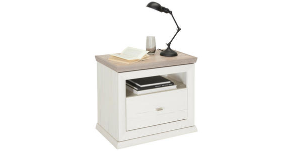 NACHTKÄSTCHEN in Grau, Weiß - Weiß/Grau, LIFESTYLE, Holzwerkstoff/Metall (62,8/55/38cm) - Hom`in