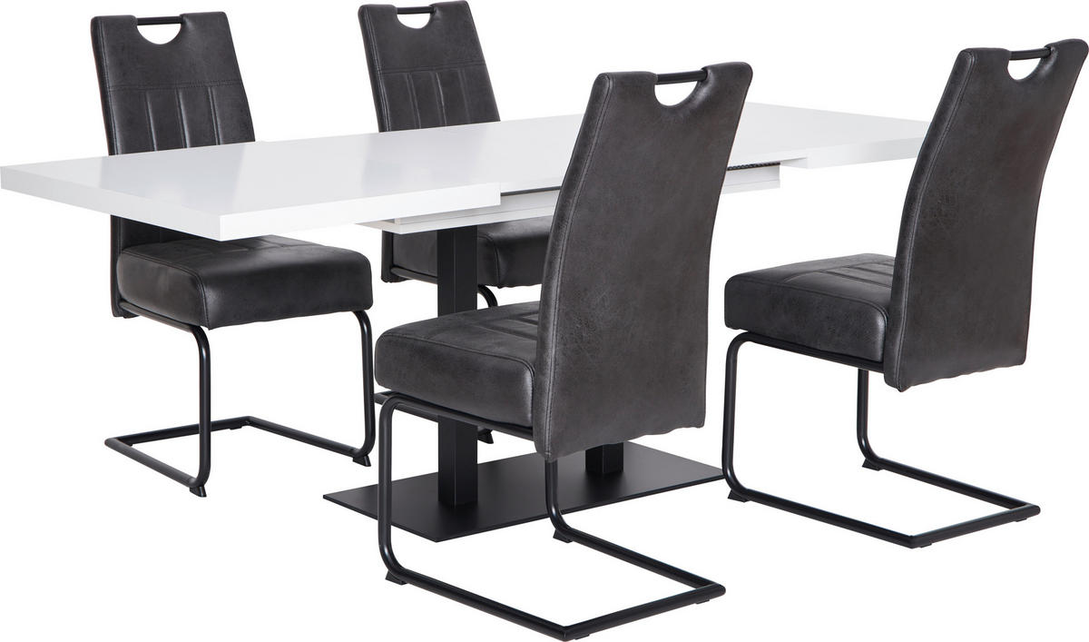 JEDILNA MIZA, črna, bela  - črna/bela, Moderno, kovina/leseni material (120/80/75cm) - MID.YOU