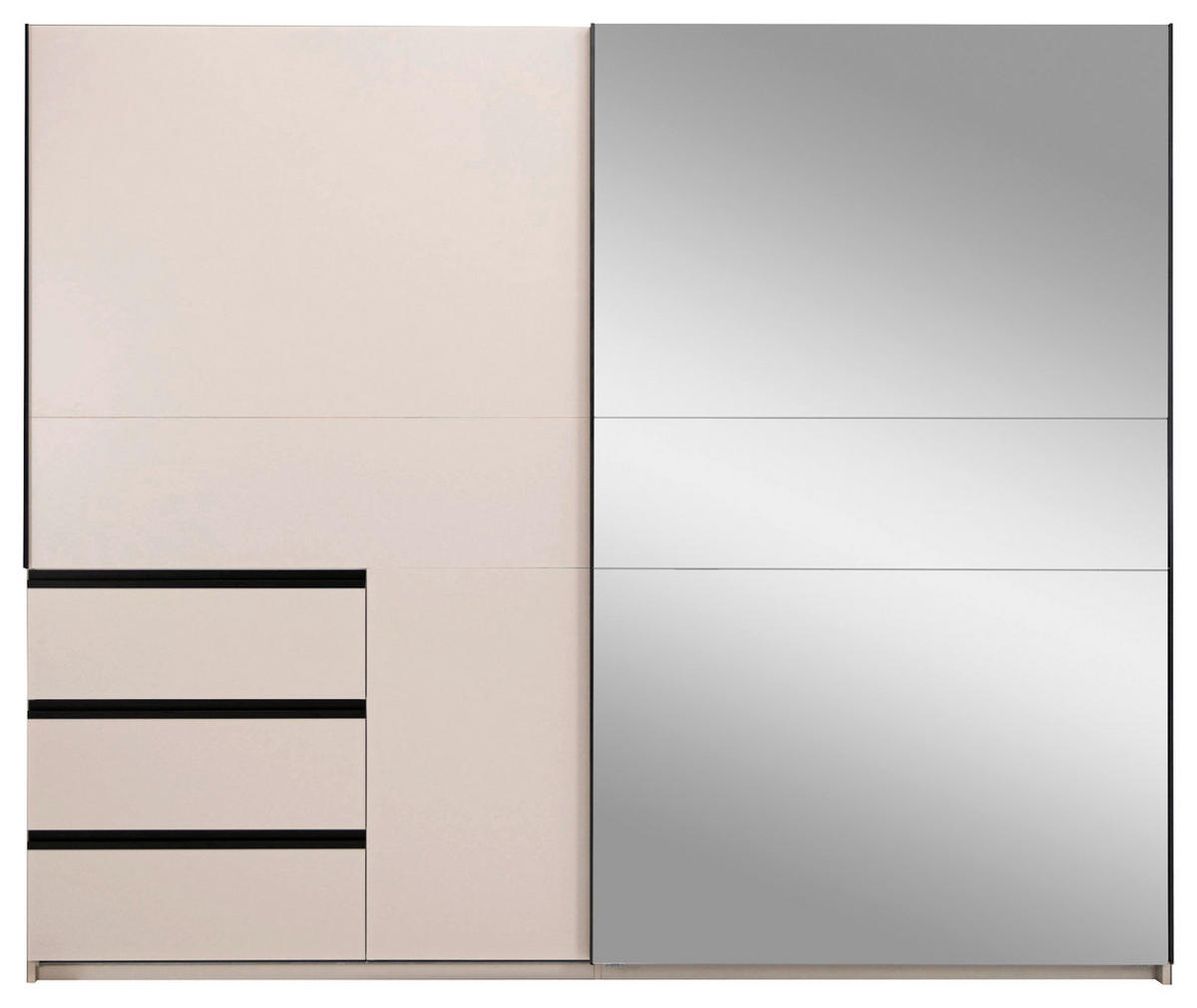 SCHIEBETÜRENSCHRANK 250/205/61,5 cm 2-türig  - Kaschmir/Schwarz, MODERN, Holzwerkstoff/Metall (250/205/61,5cm) - MID.YOU
