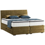 BOXSPRINGBETT 180/200 cm  in Olivgrün  - Wengefarben/Olivgrün, KONVENTIONELL, Holz/Textil (180/200cm) - Novel