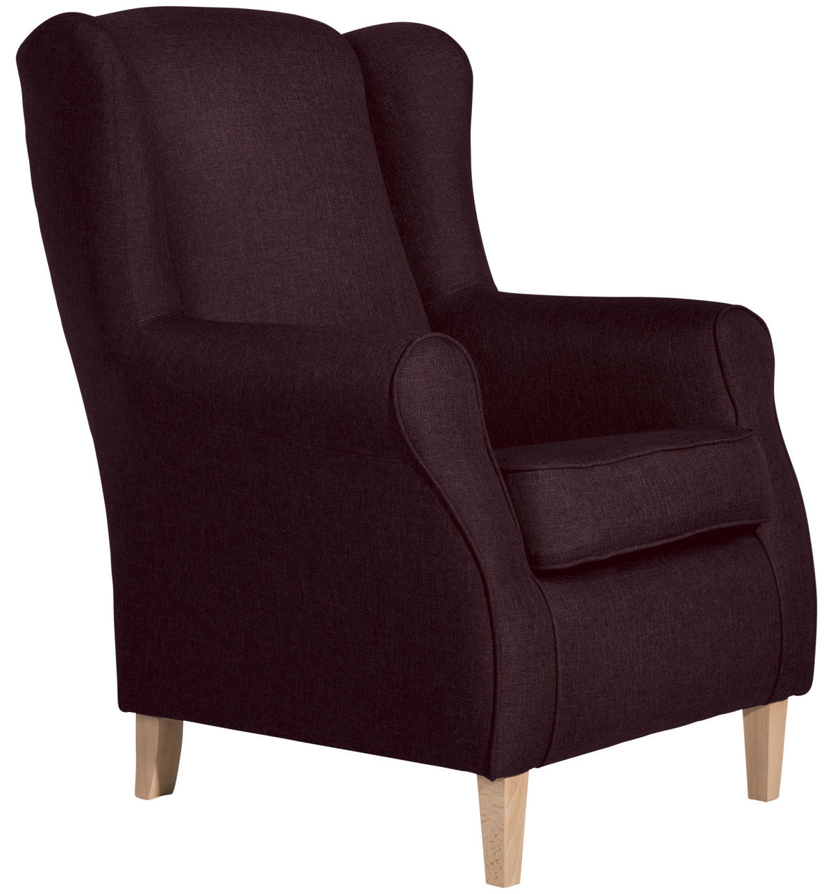 OHRENSESSEL in Flachgewebe Dunkelrot  - Buchefarben/Dunkelrot, Design, Holz/Textil (77/103/86cm) - Max Winzer