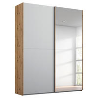 SCHWEBETÜRENSCHRANK in Grau, Eichefarben  - Eichefarben/Grau, Trend, Glas/Holzwerkstoff (151/223/68cm) - Stylife