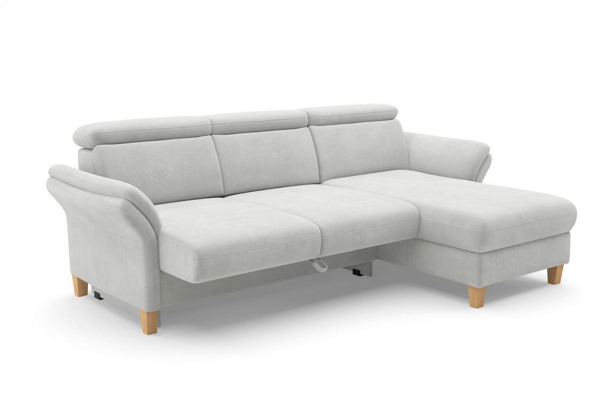 ECKSOFA GLENDALE E Silberfarben Flachgewebe  - Eichefarben/Silberfarben, KONVENTIONELL, Holz/Textil (253/166cm) - Sit & More