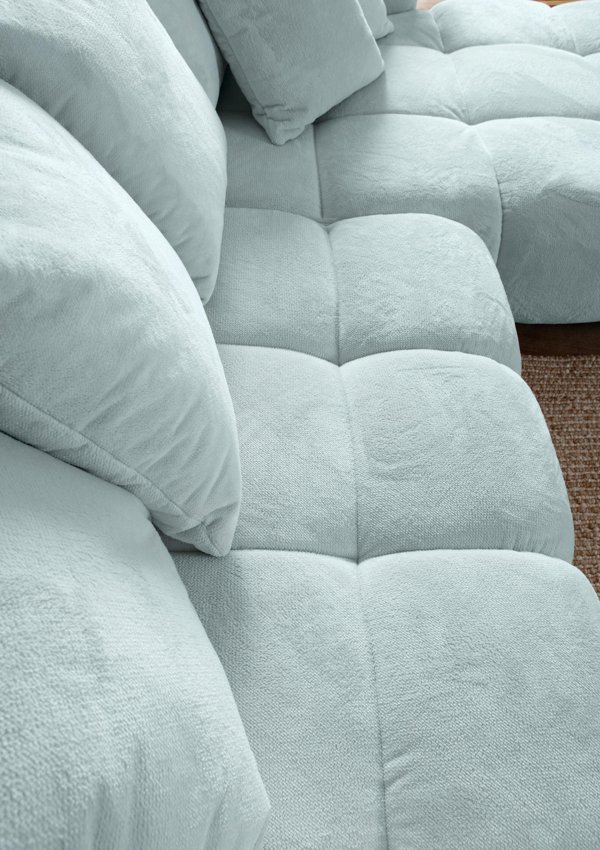 ECKSOFA  in Plüsch Mintgrün  288/190 cm  - Dunkelbraun/Mintgrün, KONVENTIONELL, Holz/Textil (288/190cm) - Carryhome