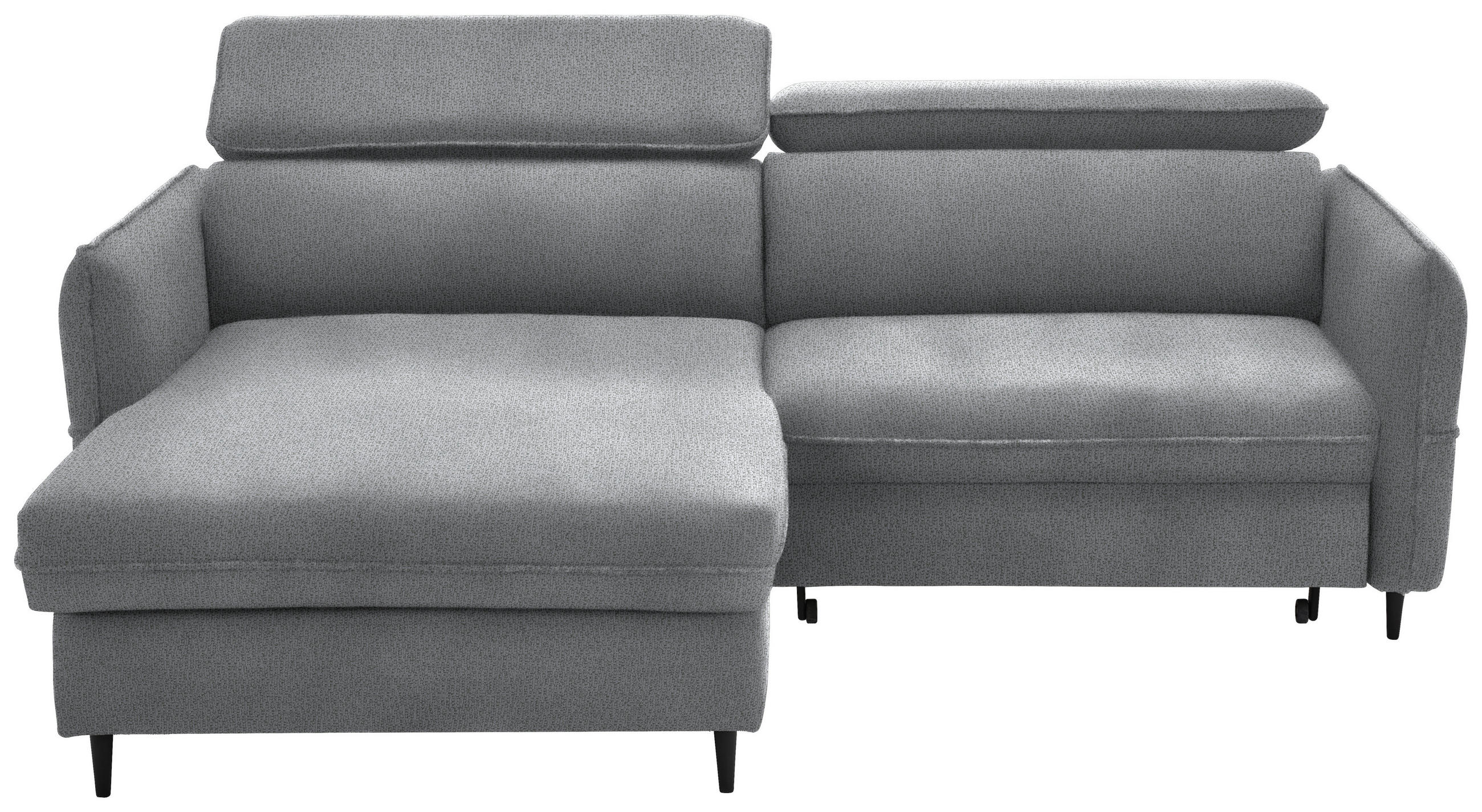ECKSOFA in Flachgewebe Hellgrau  - Hellgrau/Schwarz, Design, Holz/Textil (185/232cm) - Stylife