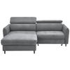 ECKSOFA in Flachgewebe Hellgrau  - Hellgrau/Schwarz, Design, Holz/Textil (185/232cm) - Stylife