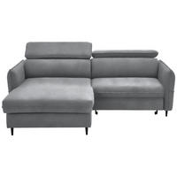 ECKSOFA in Flachgewebe Hellgrau  - Hellgrau/Schwarz, Design, Holz/Textil (185/232cm) - Stylife