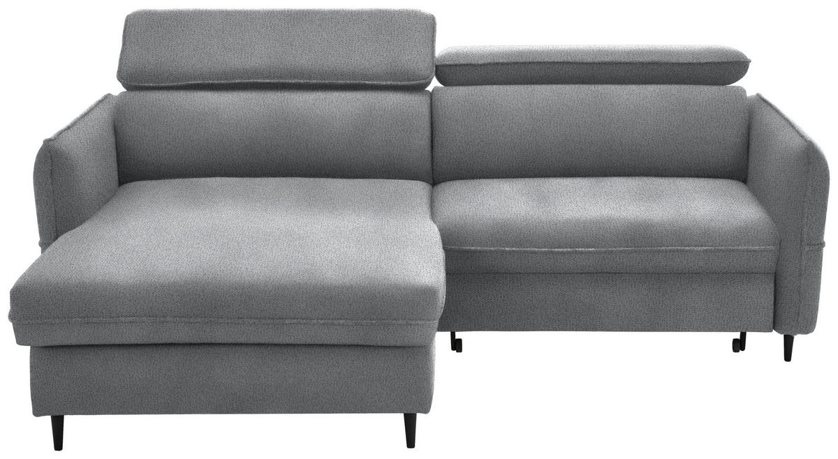 ECKSOFA in Flachgewebe Hellgrau  - Hellgrau/Schwarz, Design, Holz/Textil (185/232cm) - Stylife