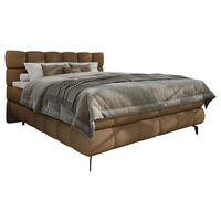 BOXBETT 180/200 cm,  in Braun, Bettkasten, Topper, H3 + H3 = fest  - Schwarz/Braun, Trend, Textil/Metall (180/200cm) - Esposa