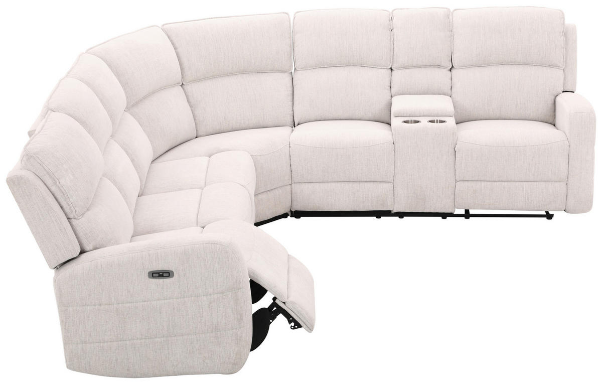ECKSOFA Weiß Leinenoptik  - Schwarz/Weiß, KONVENTIONELL, Holz/Kunststoff (240/102/265cm) - Livetastic