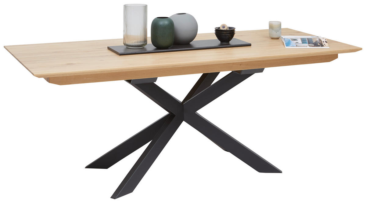 ESSTISCH in Holz 200/90/76 cm  - Eichefarben/Schwarz, Design, Holz/Metall (200/90/76cm) - Linea Natura
