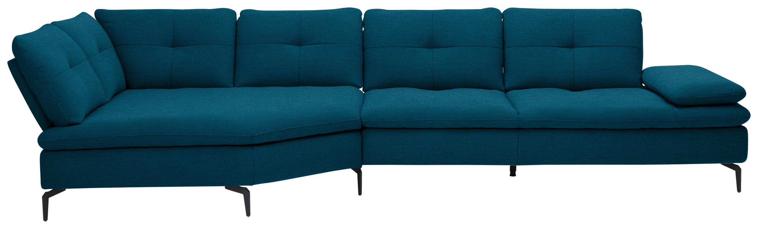 ECKSOFA in Flachgewebe Dunkelblau  - Schwarz/Dunkelblau, Design, Textil/Metall (157/344cm) - Chilliano