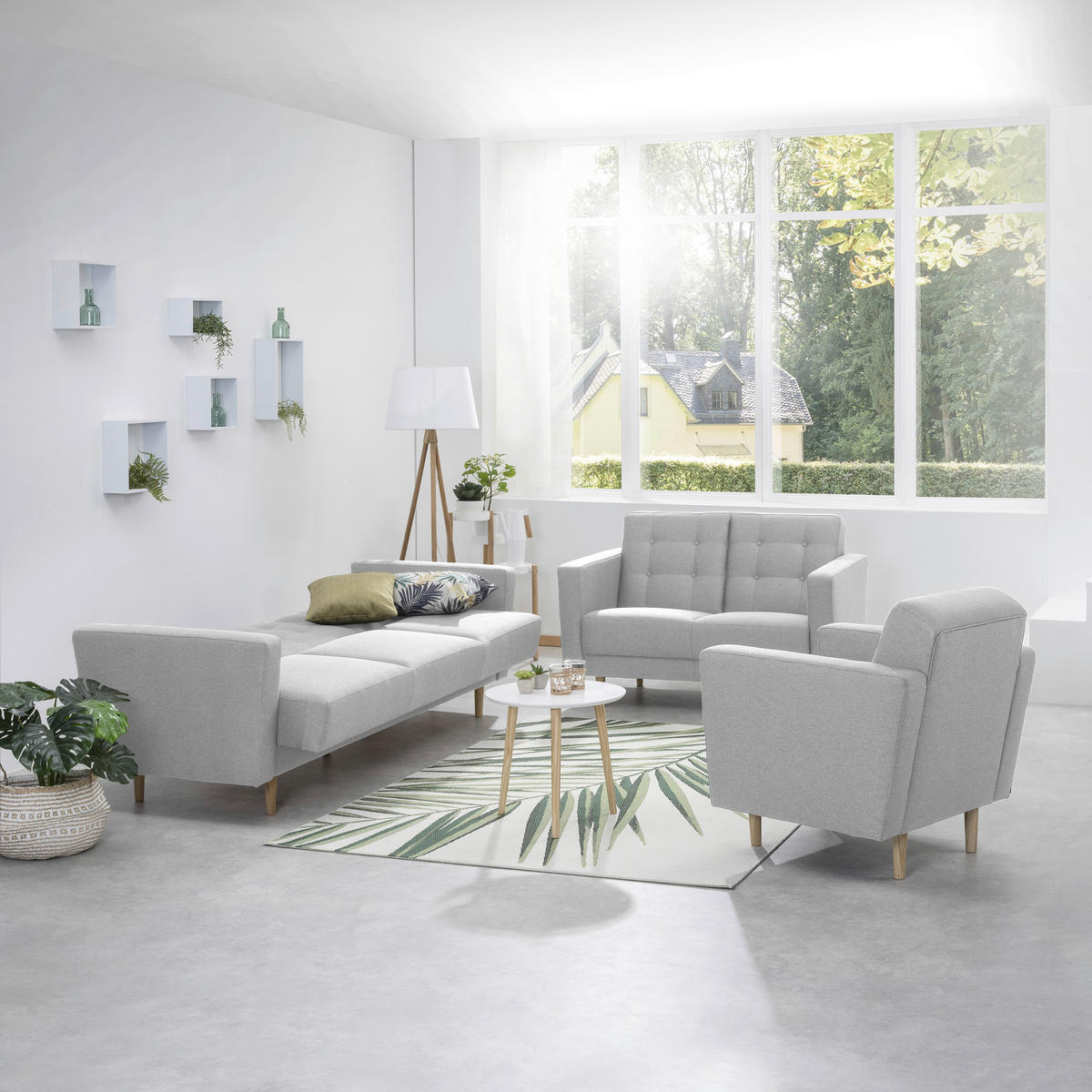 SESSEL Flachgewebe Hellgrau    - Eschefarben/Hellgrau, MODERN, Holz/Textil (75/81/83cm) - Max Winzer