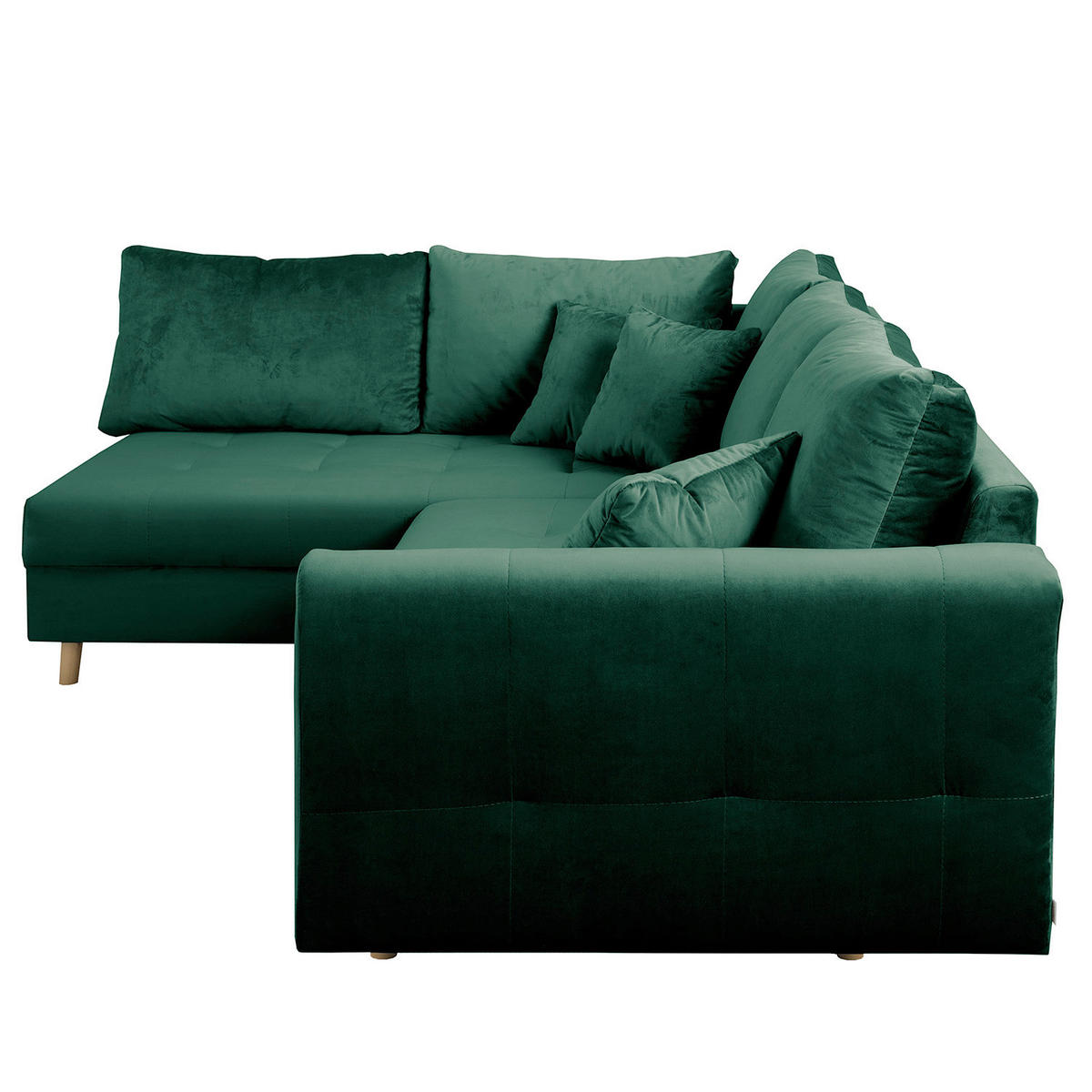 ECKSOFA inkl. Hocker Ariella in Samt Grün  161/231 cm  - Naturfarben/Grün, Design, Holz/Textil (161/231cm) - Livetastic