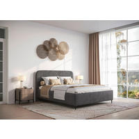 POLSTERBETT 140/200 cm,  in Anthrazit, gepolstertes Kopfteil, Lattenrost, Bettkasten,  - Anthrazit/Schwarz, MODERN, Holz/Textil (140/200cm) - MID.YOU
