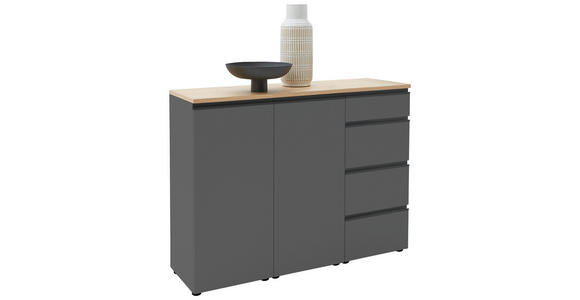 SIDEBOARD 135/102/41 cm  - Eichefarben/Schwarz, Design, Holz/Holzwerkstoff (135/102/41cm) - Dieter Knoll