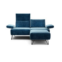 2-SITZER-SOFA Samt Blau  - Blau/Schwarz, Design, Textil/Metall (164-194/85/86-94cm) - SENSOO