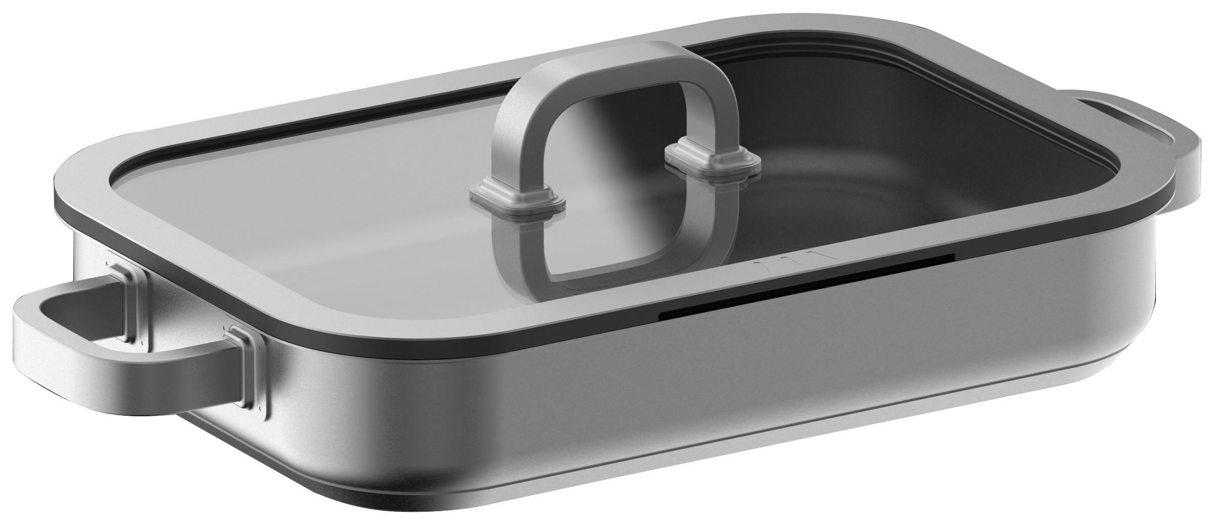 BRÄTER Bräter, flach - Edelstahlfarben, Basics, Glas/Metall (34,5/23,5/5,5cm) - Am Cook