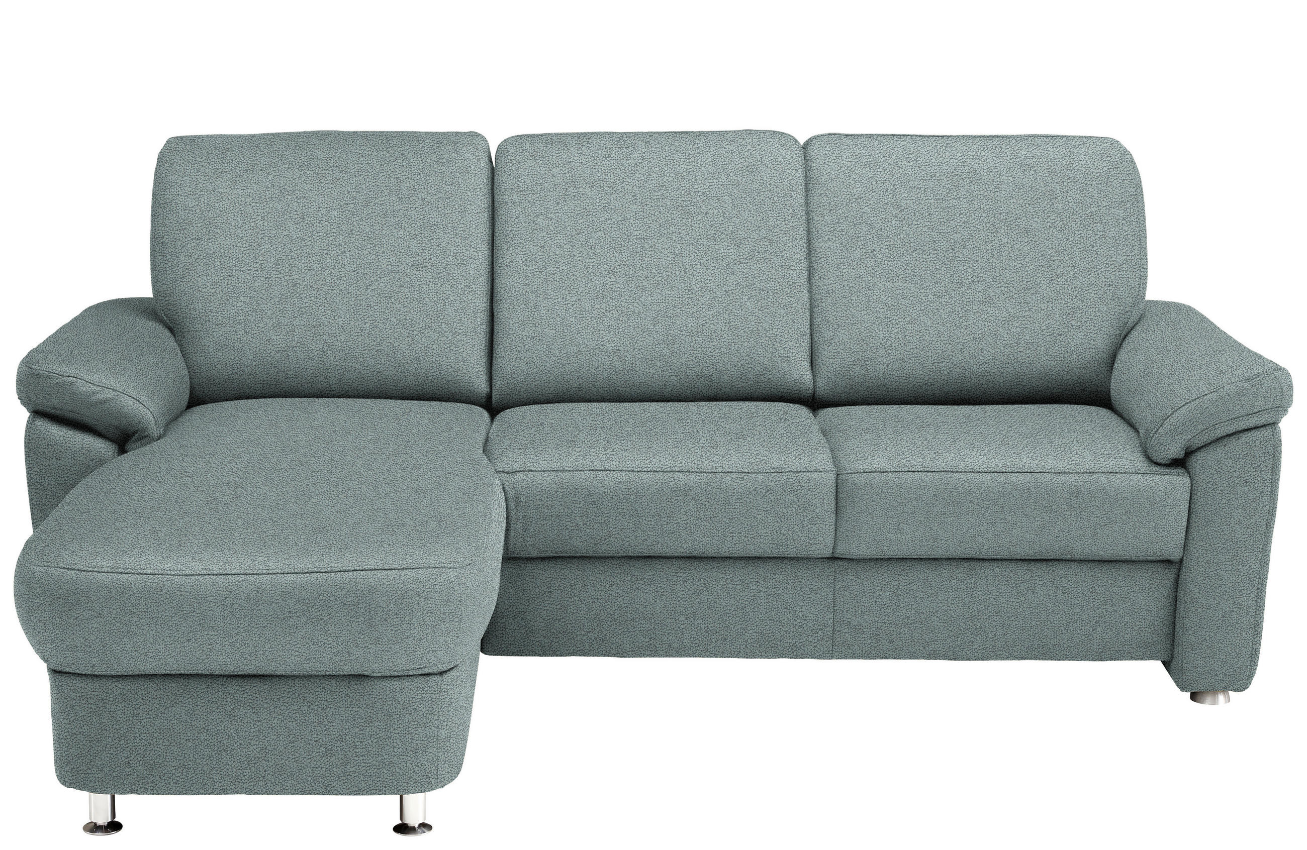 ECKSOFA in Flachgewebe Salbeigrün  - Chromfarben/Salbeigrün, Konventionell, Textil/Metall (163/250cm) - Beldomo System