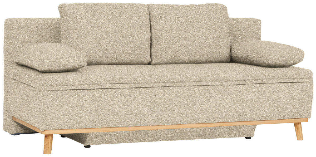 KANAPÉÁGY textil bézs  - bézs/natúr, Konventionell, textil/fa (203/95/96cm) - Venda