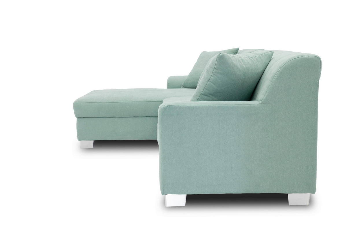 ECKSOFA CAPRI Mintgrün Mikrofaser  - Chromfarben/Mintgrün, KONVENTIONELL, Textil/Metall (152/239cm) - MID.YOU