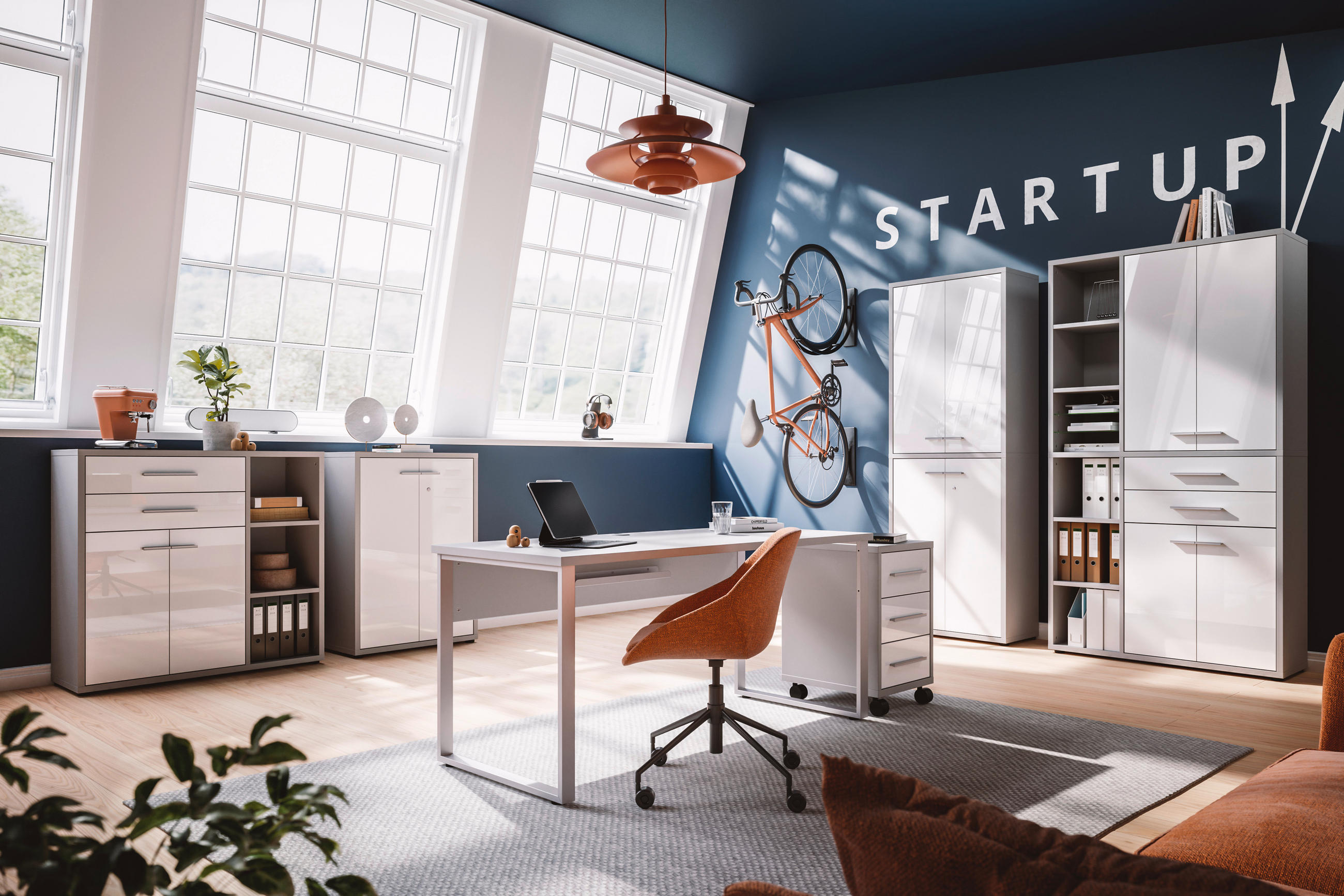 AKTENSCHRANK Grau, Weiß  - Weiß/Grau, MODERN, Glas/Holzwerkstoff (116,5/215,4/40cm)