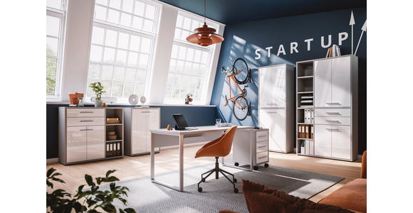 KOMMODE Texas  in  - Hellgrau/Alufarben, MODERN, Glas/Holzwerkstoff (78,1/110/40cm) - Novel