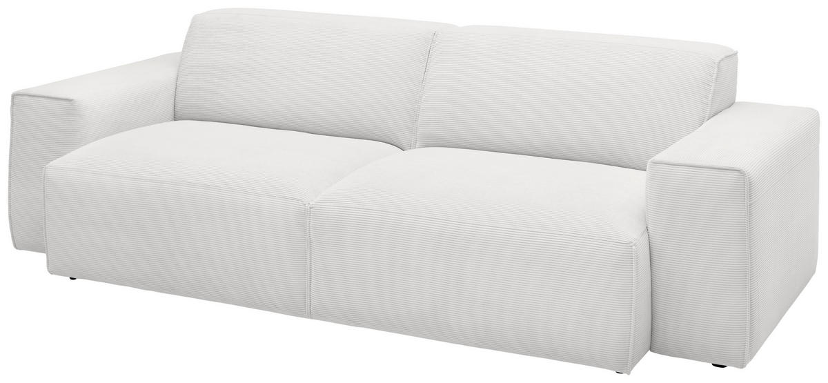 3-SITZER-SOFA in Cord Weiss  - Weiss/Schwarz, Design, Kunststoff/Textil (236/71/101cm) - Pure Home Lifestyle