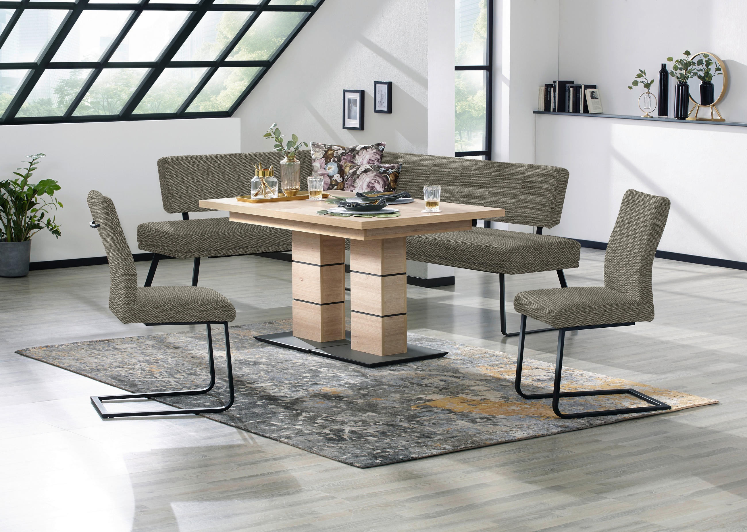 SCHWINGSTUHL  in Stahl Chenille  - Hellbraun/Schwarz, Design, Textil/Metall (47/93/58cm) - Dieter Knoll