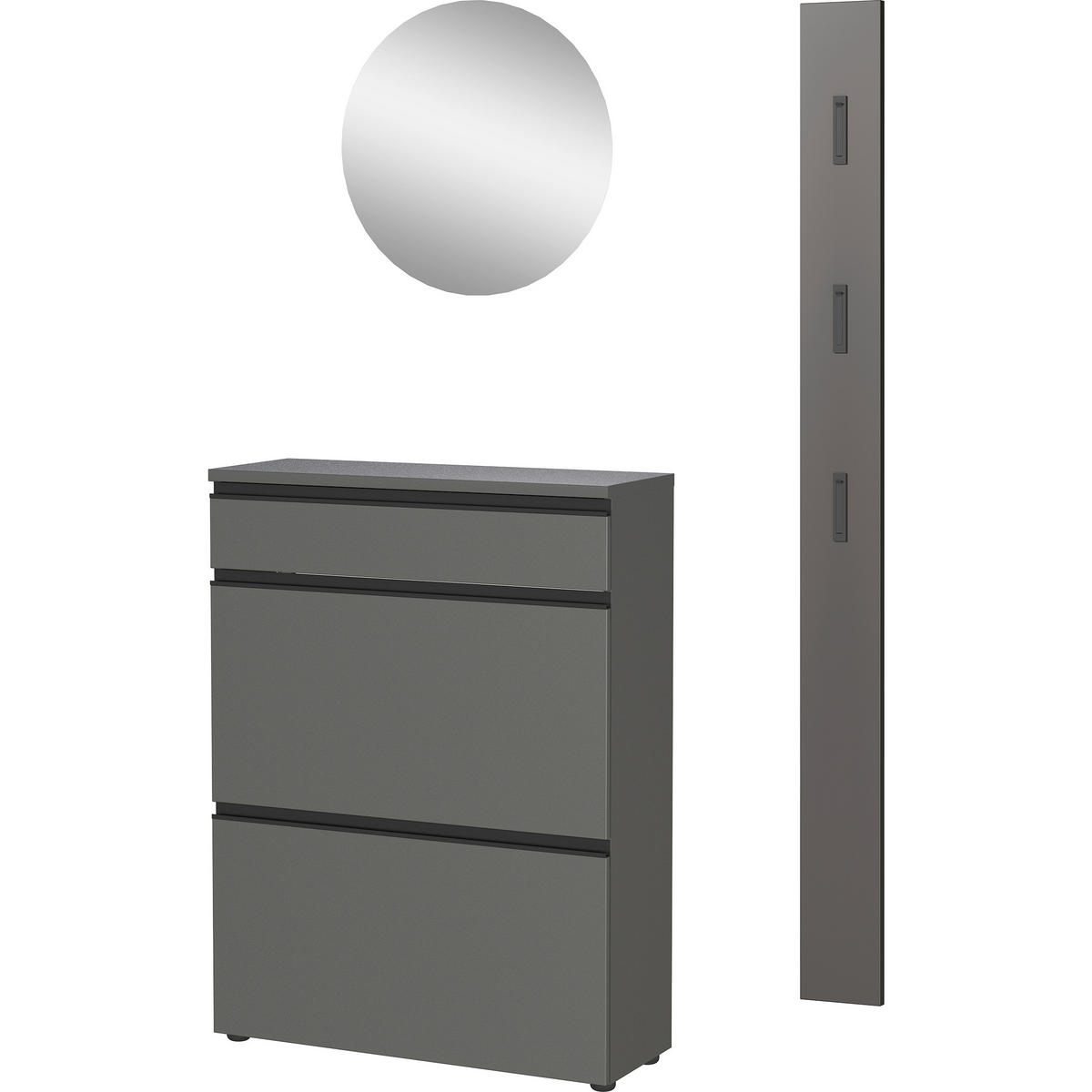 GARDEROBE 3-teilig  in 100/200/29 cm  - Graphitfarben, Design, Glas/Holzwerkstoff (100/200/29cm) - MID.YOU